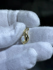 LIV 14k Yellow Gold Vintage Diamond & White Opal Halo Swirl Charm Pendant 1.4 Grams