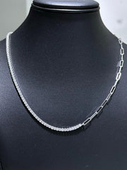 LIV Platinum Sterling Silver White Sapphire Paper Link Tennis Choker Necklace Gift
