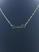 LIV 14k Yellow Gold Samantha Script Design Paper Link Name Necklace 16" Length Gift