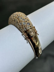 LIV 18k Rose Gold Sterling Silver White Sapphire Chunky Wide Halo Bangle Bracelet