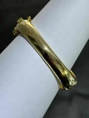 LIV 18k Yellow Gold Sterling Silver White Sapphire Chunky Wide Halo Bangle Bracelet