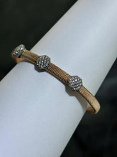 LIV 18k Rose Gold Sterling Silver White Sapphire Pave Octagon Cuff Bangle Bracelet