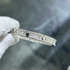LIV 14k White Gold & Diamonds Baguette Channel Set Size 16 Bangle Bracelet 5.25ct tw