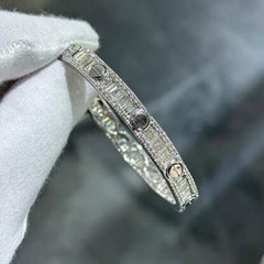 LIV 14k White Gold & Diamonds Baguette Channel Set Size 16 Bangle Bracelet 5.25ct tw