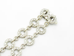 LIV 18k White Gold & Natural Diamonds Double Row Halo Design Tennis Bracelet Gift 7"