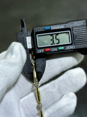 LIV 14k Yellow Gold & Diamonds Flower Design Station Stack Bracelet 7" Length Gift