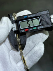 LIV 14k Yellow Gold & Diamonds Flower Design Station Stack Bracelet 7" Length Gift