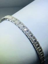 LIV Platinum Sterling Silver White Sapphire Baguette Halo Tennis Bracelet 7" L Gift