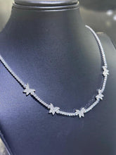 LIV Platinum Sterling Silver Butterfly Halo Simulated White Sapphire Tennis Necklace