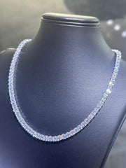 LIV Platinum Sterling Silver Asscher Cut Simulated White Sapphire Tennis Necklace