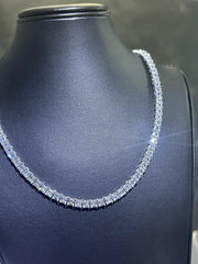 LIV Platinum Sterling Silver Asscher Cut Simulated White Sapphire Tennis Necklace