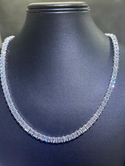 LIV Platinum Sterling Silver Asscher Cut Simulated White Sapphire Tennis Necklace