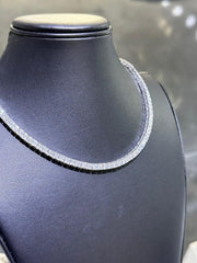 LIV Platinum Sterling Silver Princess Cut Simulated White Sapphire Tennis Necklace