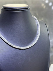 LIV Platinum Sterling Silver Princess Cut Simulated White Sapphire Tennis Necklace