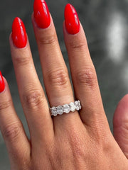 LIV 14k White Gold Lab Grown Diamond Oval Cut Eternity Band Ring 8.84ct G-VS1 Sz 6