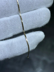 LIV 14k Yellow Gold Diamond Cut Cobra Link Vintage Thin Tennis Link Chain Bracelet