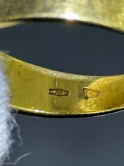 LIV 18k Yellow Gold & Purple Amethyst Princess Cut Vintage Design Signet Ring Size 7