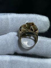 LIV 14k Yellow Gold & Natural Diamonds Vintage Cocktail Design Halo Ring Size 5 Gift