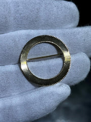 LIV 14k Yellow Gold Large Round Cable Design Halo Pin Brooch 4.7 Grams Gift