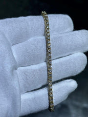 LIV 14k Yellow Gold & Natural White Diamonds 5.00ct tw Round Cut Tennis Bracelet
