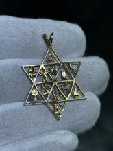 LIV 14k Yellow Gold Star of David 12 Tribe Vintage Hand Made Charm Pendant Gift
