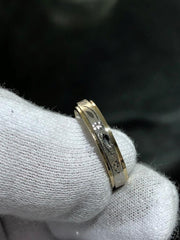 LIV 14k Yellow & White Gold Handmade Solid Wedding Band Ring Size 7.5 Gift