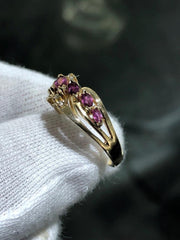 LIV 14k Yellow Gold Diamonds & Red Ruby X Design Wide Band Ring Sz 6.25 5.6 Grams