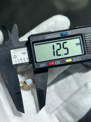 LIV 14k Yellow Gold Vintage Opal Dangle Halo Design Hand Made Lever Earrings 2.9 Gr