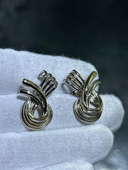 LIV 14k Yellow & White Gold Cable Twist Design Unique Vintage Screw Back Earrings