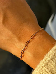 LIV 14k Yellow Gold Paper Link Design Lobster Claw Link Bracelet 7" Length Gift