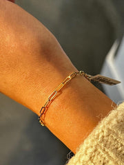 LIV 14k Yellow Gold Paper Link Design Lobster Claw Link Bracelet 7" Length Gift