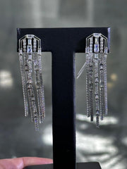 LIV Platinum Sterling Silver Simulated Diamonds Chandelier Drop Earrings For Wedding