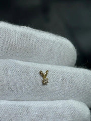 LIV 14k Yellow Gold Vintage Hand Made Solitaire Small Round Diamond Pendant Gift