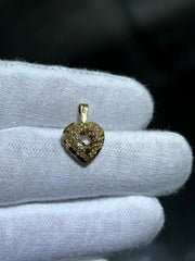 LIV 14k Yellow Gold Vintage Open Heart Hand Made Halo Charm Pendant 1.5 Gr Gift