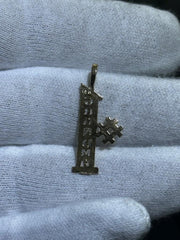 LIV 14k Yellow Gold Vintage #1 Grandma Diamond Cut Halo Charm Pendant 1.0 Grams Gift