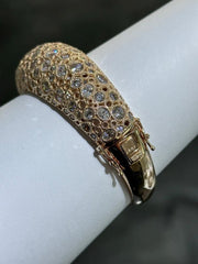 LIV 18k Rose Gold Sterling Silver White Sapphire Chunky Wide Halo Bangle Bracelet