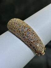 LIV 18k Rose Gold Sterling Silver White Sapphire Chunky Wide Halo Bangle Bracelet