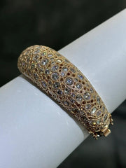 LIV 18k Rose Gold Sterling Silver White Sapphire Chunky Wide Halo Bangle Bracelet