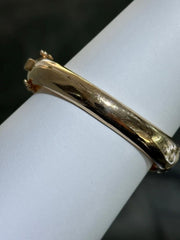 LIV 18k Rose Gold Sterling Silver White Sapphire Chunky Wide Halo Bangle Bracelet