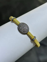 LIV 18k Yellow Gold Sterling Silver White Sapphire Oval Halo Cuff Bangle Bracelet