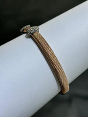 LIV 18k Rose Gold Sterling Silver White Sapphire Pave Octagon Cuff Bangle Bracelet