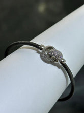 LIV Black Gold Sterling Silver White Sapphire Pave Rings Mesh Bangle Bracelet 7" L