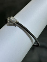 LIV Black Gold Sterling Silver White Sapphire Pave Rings Mesh Bangle Bracelet 7" L