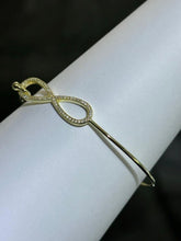 LIV 18k Gold Sterling Silver White Sapphire Infinity Halo Stack Bangle Bracelet 7" L