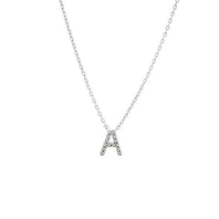 LIV Platinum Sterling Silver & Diamonds Initial A Station Halo Necklace 16" L