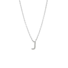 LIV Platinum Sterling Silver & Diamonds Initial J Pearl Station Halo Necklace 16" L