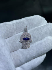 LIV 14k White Gold Pave Set Natural White Diamond Hamsa Design Charm Pendant Gift