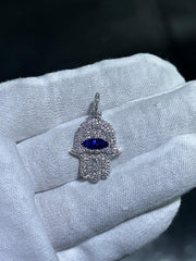 LIV 14k White Gold Pave Set Natural White Diamond Hamsa Design Charm Pendant Gift