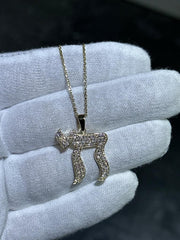 LIV 14k Yellow Gold Diamond Chai Life Large Pave Design Necklace 20" Cable Chain