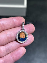 LIV 14k White Gold Round Cut Natural White Diamond Memorial Picture Charm Pendant